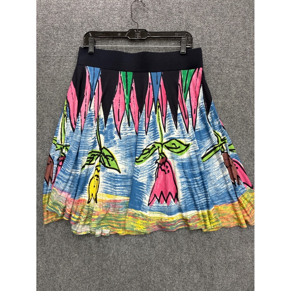 Tia Kiu Womens Floral Print Mini Skirt Multi Color Stretch Rayon Size Large